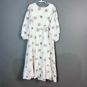 Kokori London Girl's dress 12 Y cotton maxi cottagecore puff sleeve cream floral